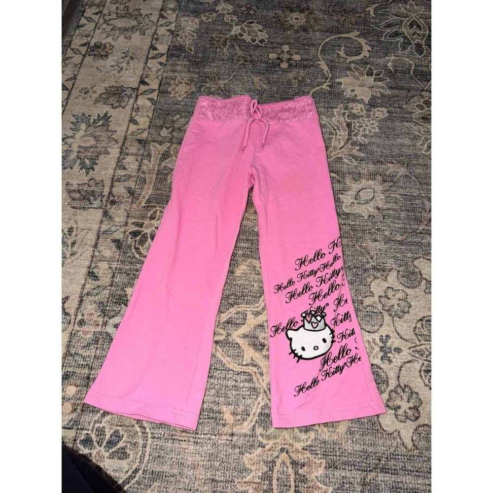 Vintage Y2K Girls Hello Kitty Flare Pants Pink Princess by Hello Kitty
